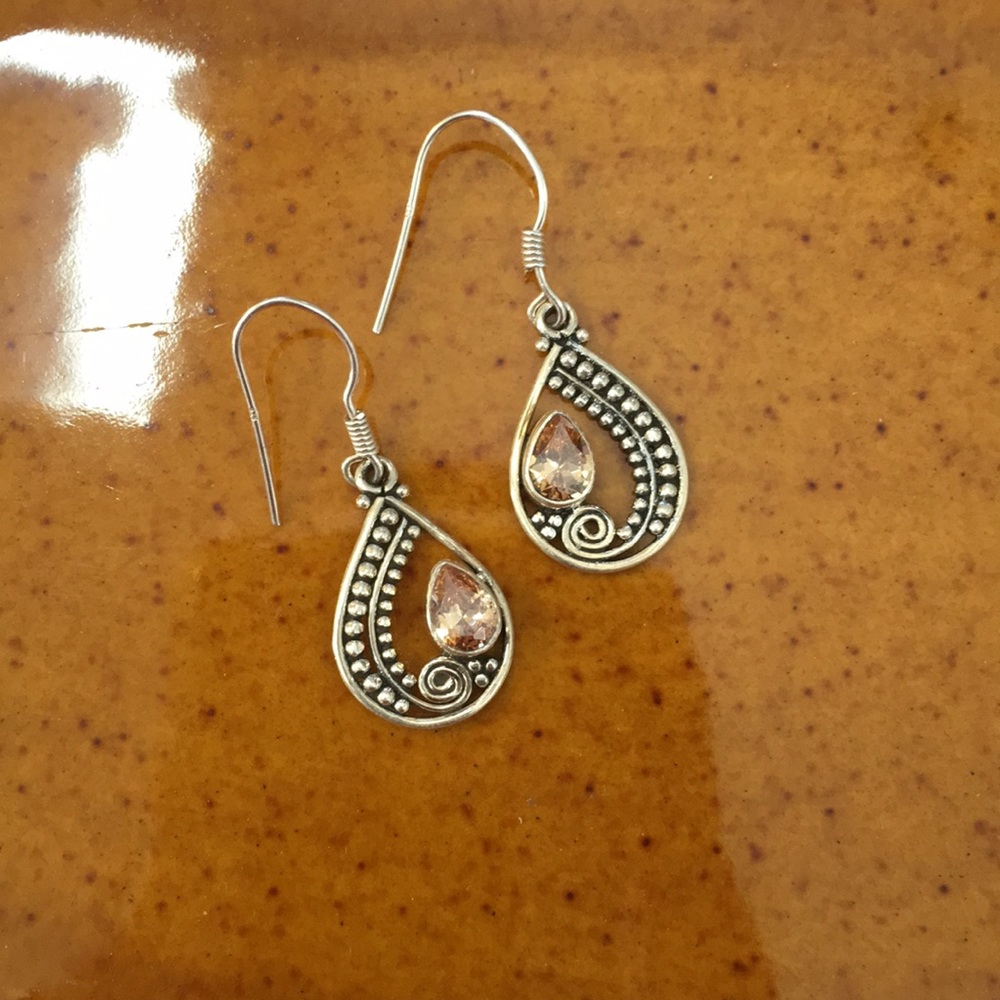 Sterling Silver Citrine Gemstone Dangly Earrings